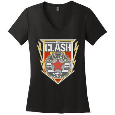 The C.L.A.S.H Est 1976 Shield Women's V-Neck T-Shirt