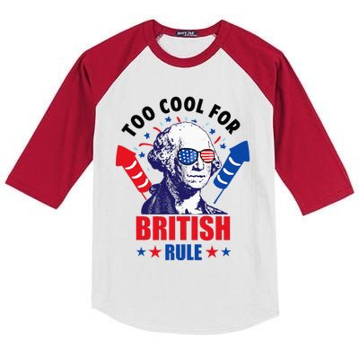 Too Cool For British Rule George Washington Fun 4th Of July Kids Colorblock Raglan Jersey