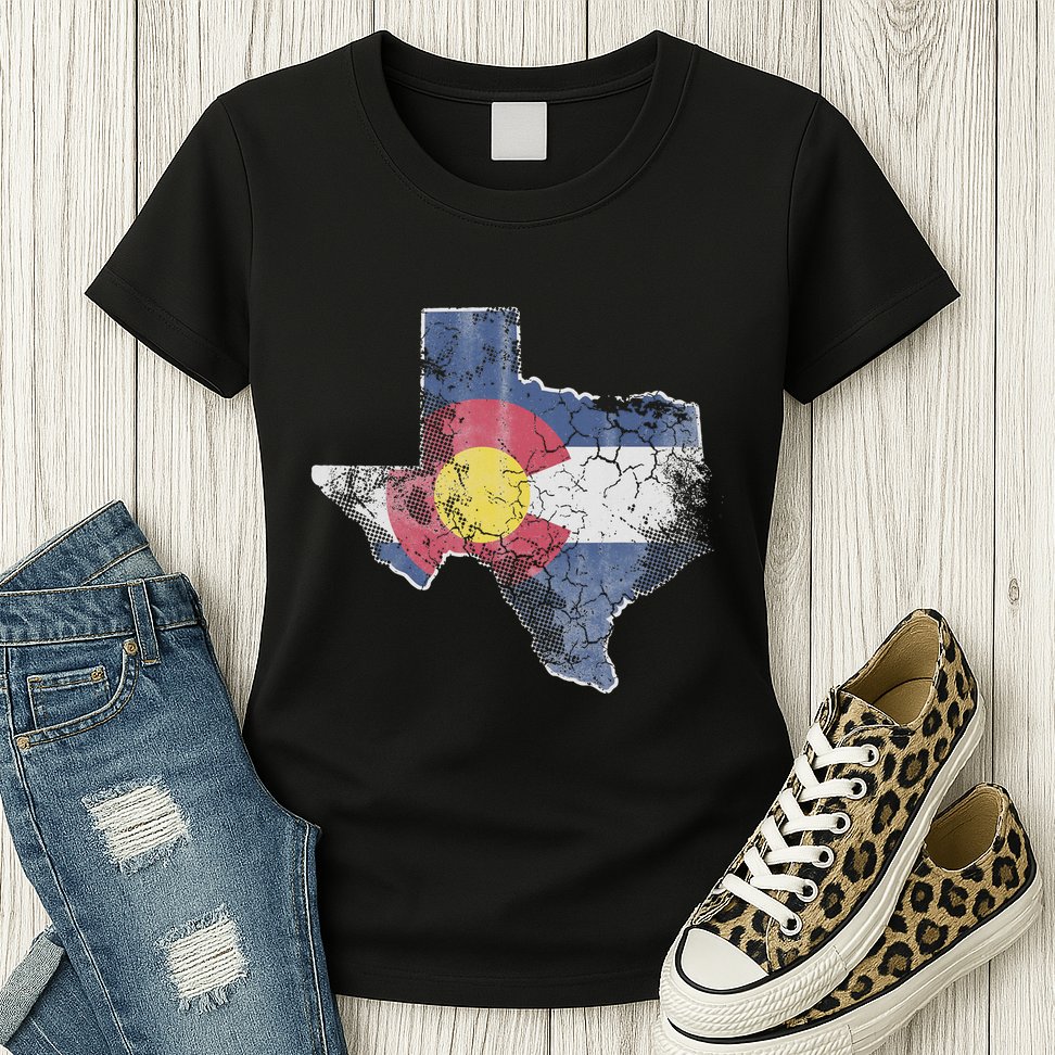 Texas Colorado Flag Family Womens T-Shirt