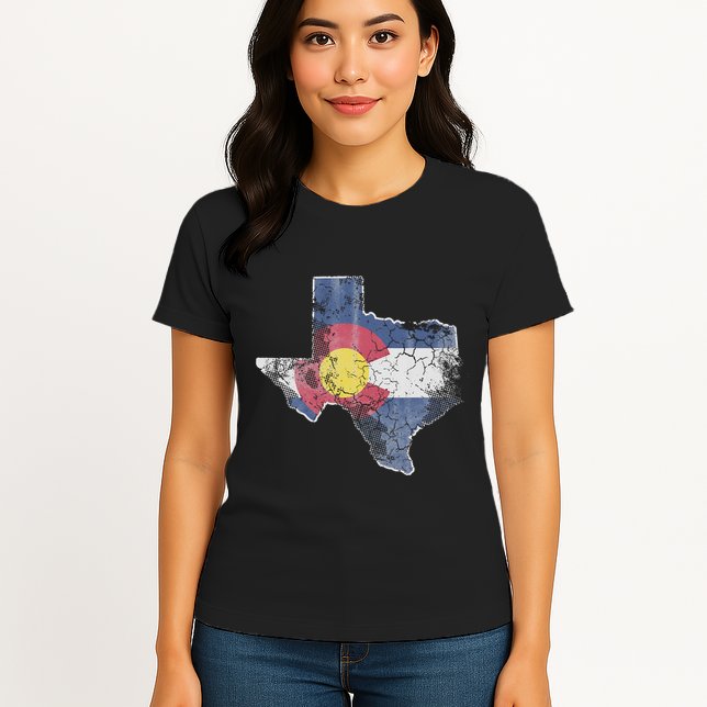 Texas Colorado Flag Family Womens T-Shirt