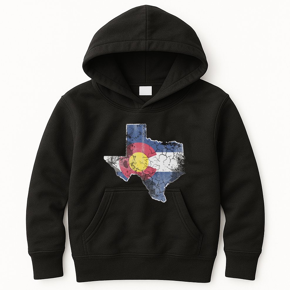 Texas Colorado Flag Family Kids Hoodie