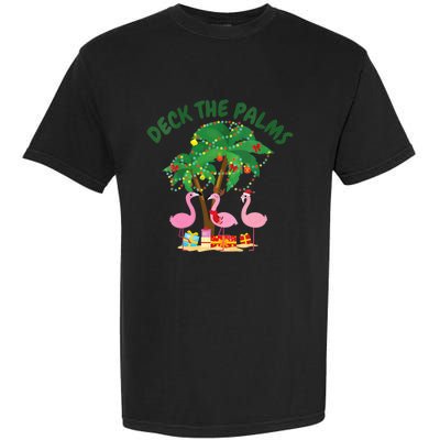 Tropical Christmas Florida Flamingo Deck The Palms Garment-Dyed Heavyweight T-Shirt