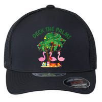 Tropical Christmas Florida Flamingo Deck The Palms Flexfit Unipanel Trucker Cap