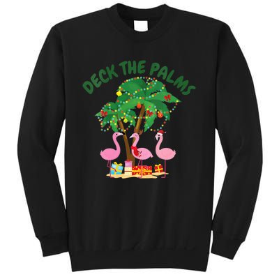 Tropical Christmas Florida Flamingo Deck The Palms Sweatshirt