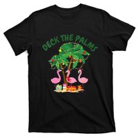 Tropical Christmas Florida Flamingo Deck The Palms T-Shirt