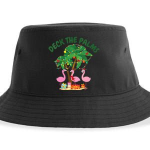 Tropical Christmas Florida Flamingo Deck The Palms Sustainable Bucket Hat