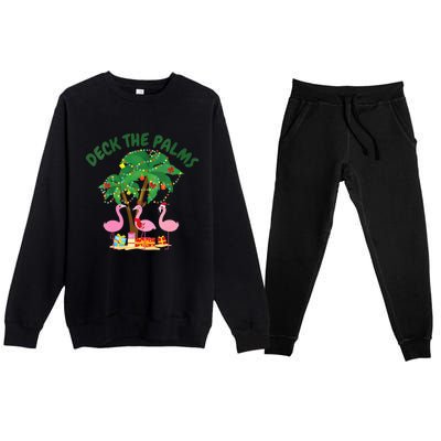 Tropical Christmas Florida Flamingo Deck The Palms Premium Crewneck Sweatsuit Set