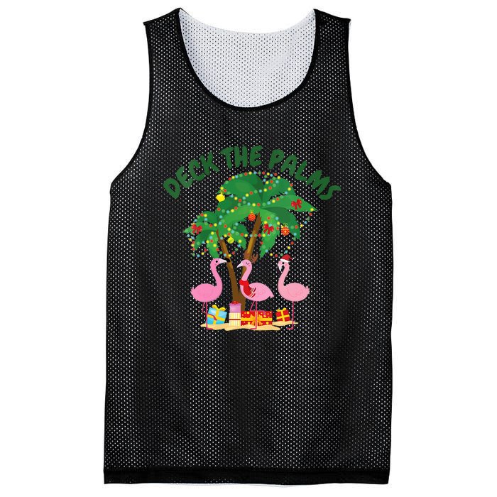 Tropical Christmas Florida Flamingo Deck The Palms Mesh Reversible Basketball Jersey Tank