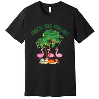 Tropical Christmas Florida Flamingo Deck The Palms Premium T-Shirt