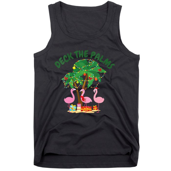 Tropical Christmas Florida Flamingo Deck The Palms Tank Top