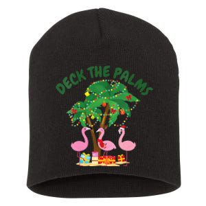 Tropical Christmas Florida Flamingo Deck The Palms Short Acrylic Beanie