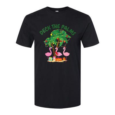 Tropical Christmas Florida Flamingo Deck The Palms Softstyle® CVC T-Shirt