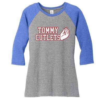 Tommy Cutlets Football Quarterback Ny Italian Hand Gesture Women's Tri-Blend 3/4-Sleeve Raglan Shirt