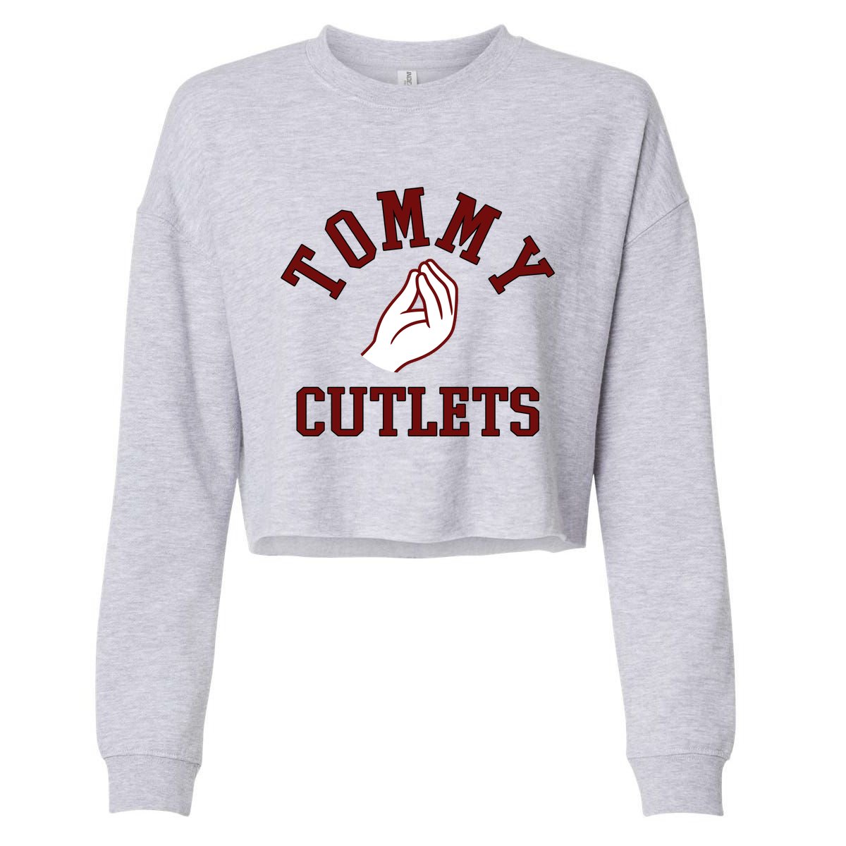 Tommy Cutlets Funny Italian Hand Football Cropped Pullover Crew