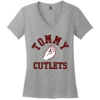 Tommy Cutlets Funny Italian Hand Football Women's V-Neck T-Shirt