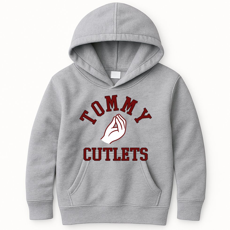 Tommy Cutlets Funny Italian Hand Football Kids Hoodie