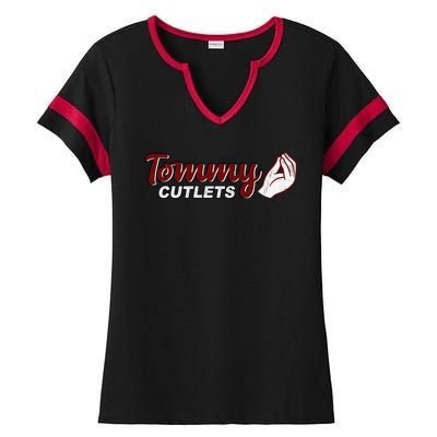 Tommy Cutlets Football Quarterback Funny Vintage Ladies Halftime Notch Neck Tee