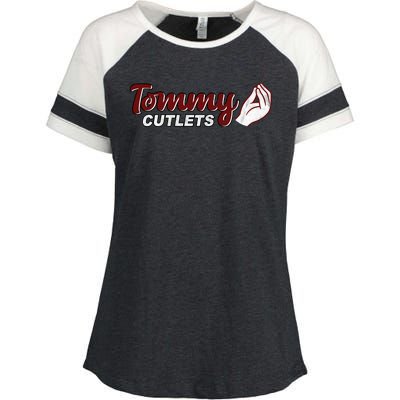 Tommy Cutlets Football Quarterback Funny Vintage Enza Ladies Jersey Colorblock Tee