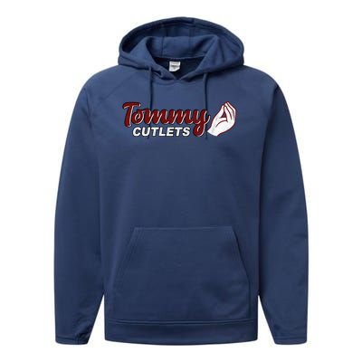 Tommy Cutlets Football Quarterback Funny Vintage Performance Fleece Hoodie