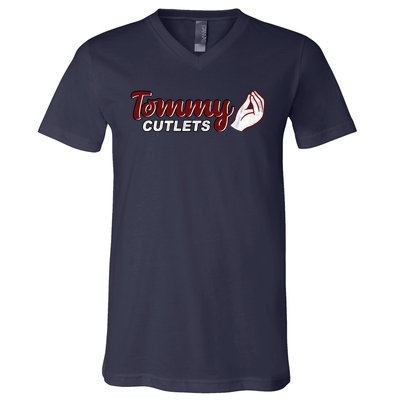 Tommy Cutlets Football Quarterback Funny Vintage V-Neck T-Shirt