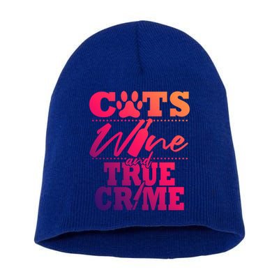 True Crime Fan Cat Mom Addict Wine Funny Gift Shows Podcasts Meaningful Gift Short Acrylic Beanie