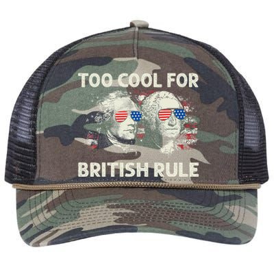 Too Cool For British Rule Funny 4th July George Washington Retro Rope Trucker Hat Cap