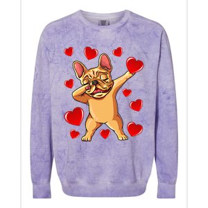 The Cream French Bulldog Dabbing Heart Valentines Day Gift Funny Gift Colorblast Crewneck Sweatshirt