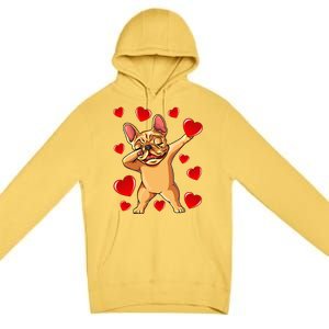 The Cream French Bulldog Dabbing Heart Valentines Day Gift Funny Gift Premium Pullover Hoodie