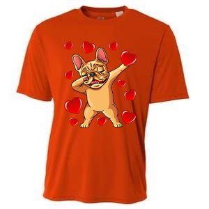 The Cream French Bulldog Dabbing Heart Valentines Day Gift Funny Gift Cooling Performance Crew T-Shirt