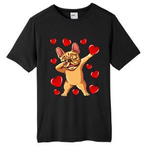 The Cream French Bulldog Dabbing Heart Valentines Day Gift Funny Gift Tall Fusion ChromaSoft Performance T-Shirt