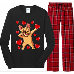 The Cream French Bulldog Dabbing Heart Valentines Day Gift Funny Gift Long Sleeve Pajama Set