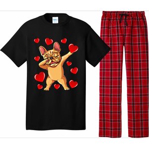 The Cream French Bulldog Dabbing Heart Valentines Day Gift Funny Gift Pajama Set