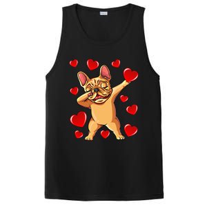 The Cream French Bulldog Dabbing Heart Valentines Day Gift Funny Gift PosiCharge Competitor Tank