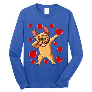 The Cream French Bulldog Dabbing Heart Valentines Day Gift Funny Gift Long Sleeve Shirt