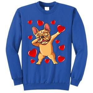 The Cream French Bulldog Dabbing Heart Valentines Day Gift Funny Gift Sweatshirt