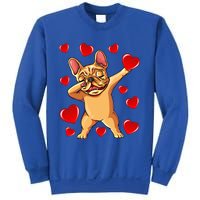 The Cream French Bulldog Dabbing Heart Valentines Day Gift Funny Gift Sweatshirt