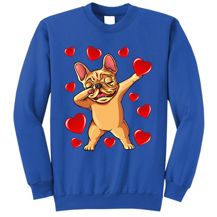 The Cream French Bulldog Dabbing Heart Valentines Day Gift Funny Gift Sweatshirt