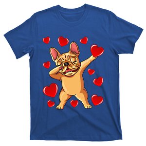 The Cream French Bulldog Dabbing Heart Valentines Day Gift Funny Gift T-Shirt