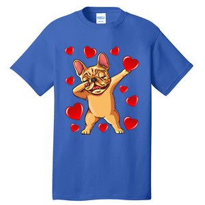 The Cream French Bulldog Dabbing Heart Valentines Day Gift Funny Gift Tall T-Shirt