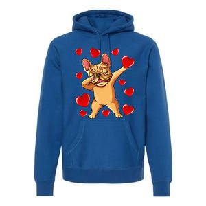 The Cream French Bulldog Dabbing Heart Valentines Day Gift Funny Gift Premium Hoodie