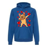 The Cream French Bulldog Dabbing Heart Valentines Day Gift Funny Gift Premium Hoodie