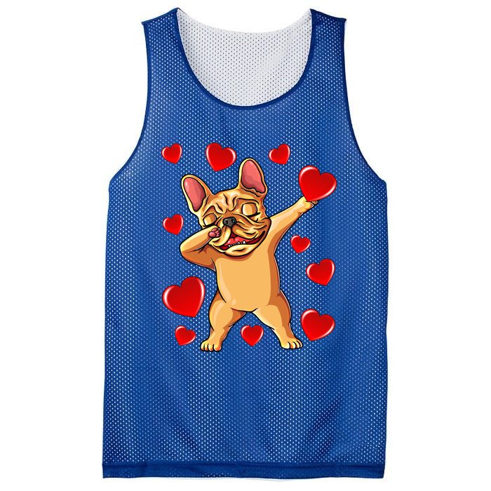 The Cream French Bulldog Dabbing Heart Valentines Day Gift Funny Gift Mesh Reversible Basketball Jersey Tank