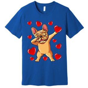 The Cream French Bulldog Dabbing Heart Valentines Day Gift Funny Gift Premium T-Shirt