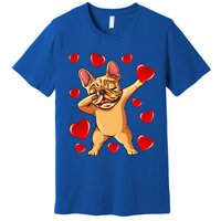 The Cream French Bulldog Dabbing Heart Valentines Day Gift Funny Gift Premium T-Shirt