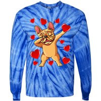 The Cream French Bulldog Dabbing Heart Valentines Day Gift Funny Gift Tie-Dye Long Sleeve Shirt