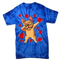 The Cream French Bulldog Dabbing Heart Valentines Day Gift Funny Gift Tie-Dye T-Shirt