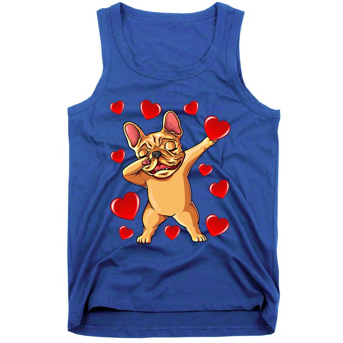 The Cream French Bulldog Dabbing Heart Valentines Day Gift Funny Gift Tank Top