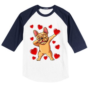 The Cream French Bulldog Dabbing Heart Valentines Day Gift Funny Gift Baseball Sleeve Shirt