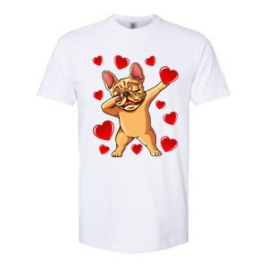 The Cream French Bulldog Dabbing Heart Valentines Day Gift Funny Gift Softstyle CVC T-Shirt