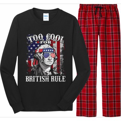 Too Cool For British Rule Usa American Flag 4th Of July Long Sleeve Pajama Set